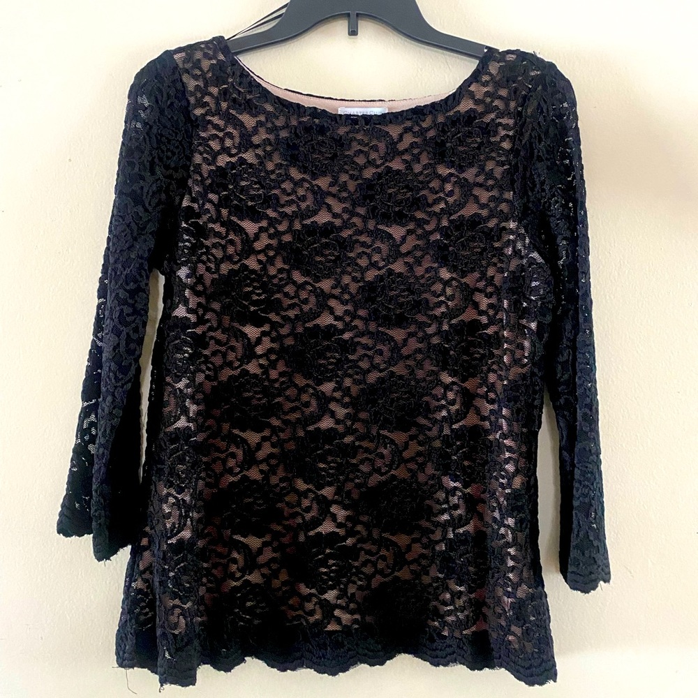 Charter Club Black Lace Top long sleeve